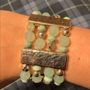 Sea Foam Green and Silver Bracelet